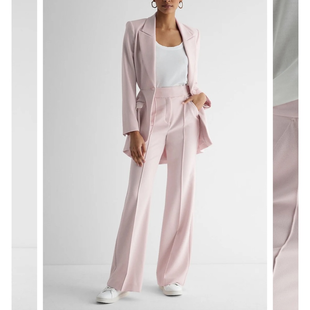 Super High Waisted Pintuck Flare Trouser Pant in Bubble Size:2